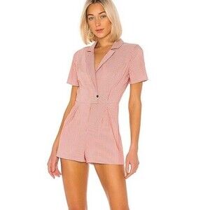 House of Harlow 1960 X Revolve Ronia Romper in Orange & Grey Size Small Strip